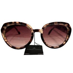 Judith Leiber Sunglasses Women’s Tortoise Round High Bridge Black Brown Violet